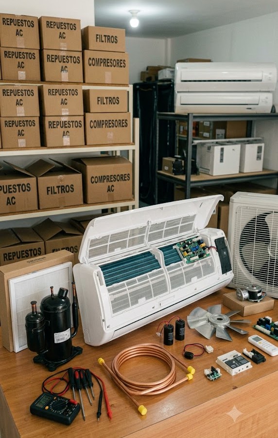 SumiSur warehouse with parts, compressors and air conditioning equipment